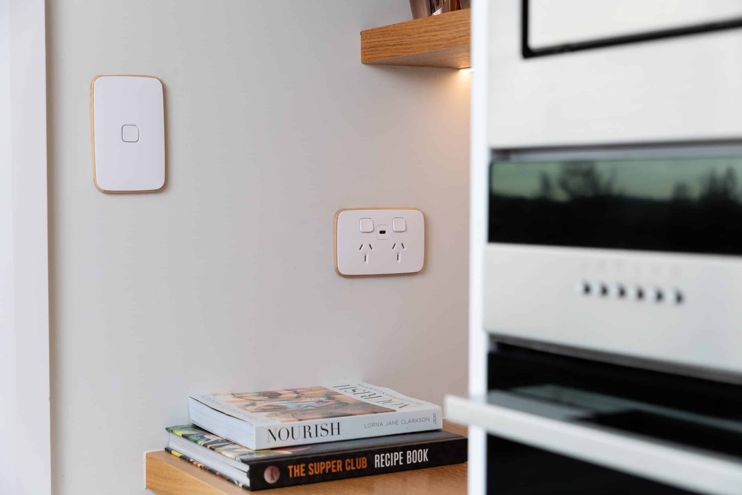 Dual USB-A/USB-C outlet installed for best home automation systems charging needs.