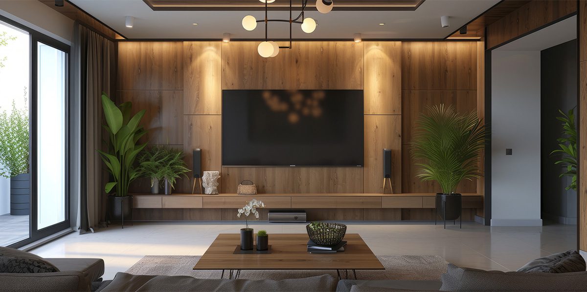 large flat screen tv in modern home
