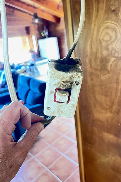 burnt isolating switch for hot water cylinder
