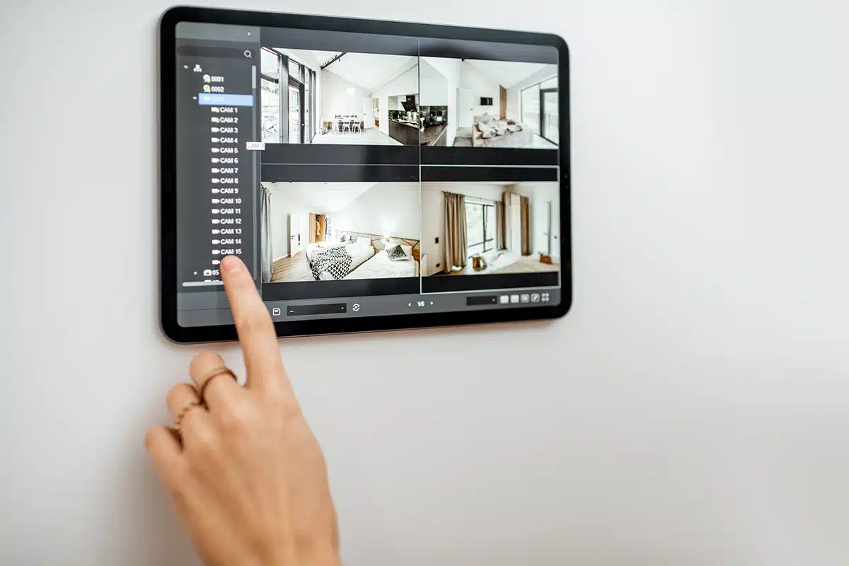 Home security console on wall